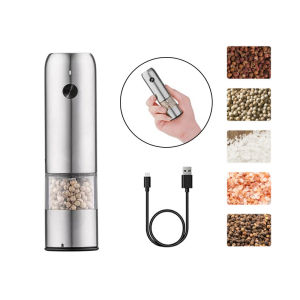 Electric Pepper Grinder Gravity Sensor Usb Rechargeable Household Stainless Steel Automatic Grinding Bottle