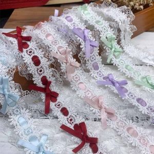 JING 1Yard Lace Trim Ribbons Handmade Fabric Bows  Pleated Lace Edge Ruffle Trim  Hair Accessories Sewing Crafts