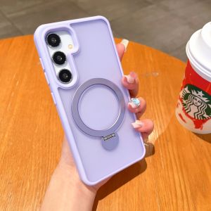 CrashStar With 360° Rotatable MagSafe Stand Skin-friendly Matte Hard Phone Case For Samsung Galaxy S25 S24 Ultra + S23 Plus Wireless Charging Phone Casing Translucent Frosted Shockproof Phone Cover