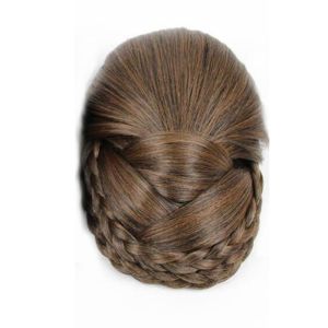 GOXBERK Brown Trendy Black Female Natural Synthetic Girls Hair Accessories Heat Resistant Fiber Fake Hair Bun Braided Chignon Hanfu Hair Chignon Bride Hairpiece