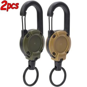 Luya เชือกลวดหดอัตโนมัติ2ชิ้นกระเป๋าเป้สะพายหลังหัวเข็มขัดตะขอสำหรับปีนเขากันขโมยพวงกุญแจเวลาอยู่นอกบ้านยุทธวิธี