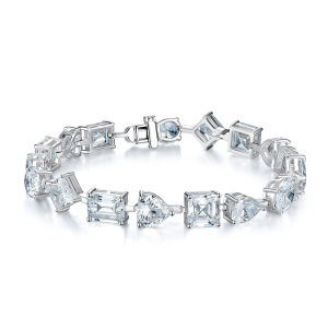Uenjoyment 100% 925 Sterling Silver Full High Carbon Diamond Different Shape Bracelet For Women Sparkling Wedding Party Fine Jewelry