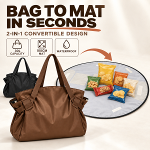 Tote Bag 2 in 1 Foldable Picnic Mat Compact Portable Foldable Reusable Shopping Bag Gym Bag Travel Camp Bag Tote Bag
