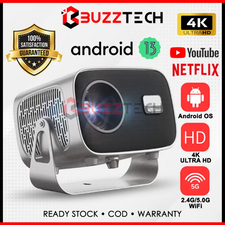 BuzzTech A2 Smart Android 13 Projector 4K ULTRA HD 5G WIFI Phone Projector Home Cinema Movie 迷你投影
