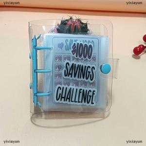 [COD] yixiayun Savings Challenge Book Saving £1000 Money Binder Mini Portable Money Book Saving Loose-leaf Notebook Cash Budget Storage Book