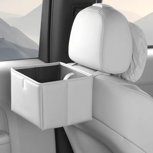 LANGJ Hanging Foldable Car Trash Bin Waterproof Leather Vehicle Trash Can Car Interior Hanging Bag Space Saving Car Backseat Storage Box Car Seat Back