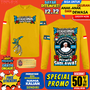 KAOS SYEKHERMANIA"SANTRI TELADAN"LENGAN PANJANG UKURAN ANAK DAN DEWASA"FREE STIKER"