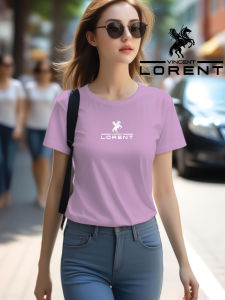 Vincent Lorent Kaos oblong lengan pendek bermotif print untuk pria dan wanita dewasa bahan pe 24s