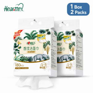 【CozyCasa】 【2Packs/Box】心相印Hearttex Cotton Soft Hanging Facial Tissue Towel 180 Sheets 200x200mm Large Soft Bathroom