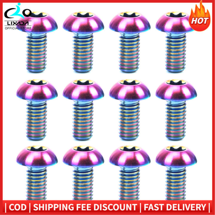 RISK 12PCS M5×10mm Disc Disk Brake Rotor Bolts T25 Torx Titanium TI MTB  Bicycle Bottle Holder Bolt Bike Water Bottle Cage Screw Lazada PH