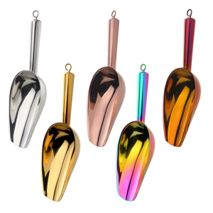 Stainless Steel Ice Scoops Ergonomic Handle Efficiently Scooper Ice Cereals Nut Shovel Handling Tool With Hanging Hook
