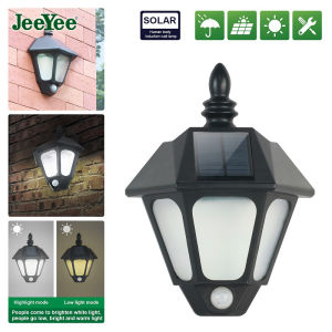 JeeYee Lampu Solar Luar Rumah Terang Solar Wall Light LED Outdoor Solar Lamp Advanced Motion Sensor Light Sunlight Wall Light For Garden Courtyard Decoration Lights 太阳能户外壁灯火焰灯