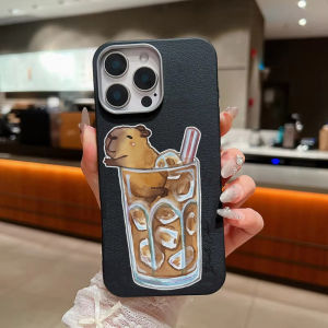 Cute Capybara PU Leather Case for Xiaomi 15 14T 13T Pro Poco C71 X4 GT M7 Pro Light Thin Retro Simple Shockproof Cover
