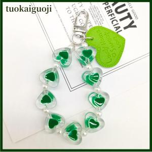tuokaiguoji Pha lê tình yêu trái tim dây buộc chống mất Vòng đeo tay cho điện thoại di động trường hợp dây đeo cổ tay xe Keychain dễ thương điện thoại quyến rũ