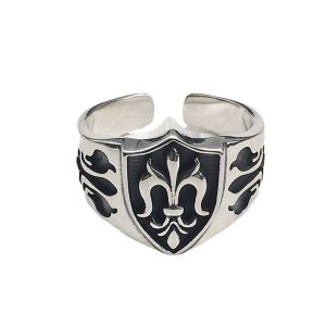 Sinboia Retro Anchor Silver Ring For Men Cross Ring For Boys