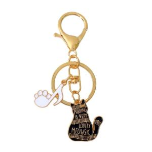 Thời trang âm nhạc mèo keyholders nốt nhạc Keychain mèo Piano keyrings Ví sáng tạo charm túi xách Charm những người yêu âm nhạc Quà Tặng