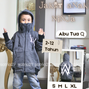 JAKET ANAK ZIPPER NINJA ROUNDHAND SWEATER HOODIE SABLON KEKINIAN TERBARU BAHAN FLEECE SIZE S-XL USIA 2TAHUN SAMPAI 12TAHUN LAKI LAKI PEREMPUAN