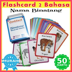 Flashcard BINATANG Darat Air Udara Kartu Pintar Belajar Hewan Fauna Flash Card Animal