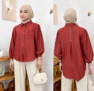 Belinda Top Blouse Korea/Atasan Wanita Terbaru 2024 Kekinian/Matt crinkle 100%/Atasan Cewek Korea