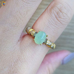 Collection Grade Full S925 Silver Adjustable Ring (Faceted Moonstone Chrysoprase Clear Quartz Blue Needle)