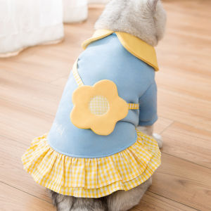AuntieCindy Pet Clothing Korean Style Dress Lapel Collar with 3D Egg Design Bag for Dog Cat Shih tzu within 9kg