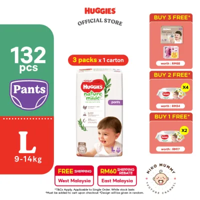 [MIKO MUMMY 18-21.08] Huggies Naturemade Pants L44 (3 Packs)