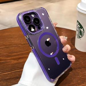 Airbag Armor Transparent Case for iPhone 15 16 17 Pro Bracket Cases for iPhone 17 Air Plus 11 12 13 14 Pro Max for Magsafe Cover