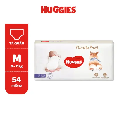 Tã quần Huggies Gentle Soft - Corgi M54/L40/XL34/XXL22 miếng êm mềm nâng niu làn da bé
