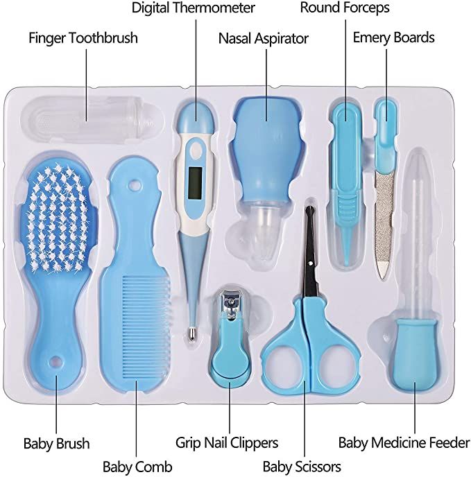 Baby Healthcare and Grooming Kit, 24 in 1 Baby Electric Nail Trimmer Set  Newborn Nursery Health Care Set for Newborn Infant Toddlers Baby Boys Girls  Kids Haircut Tools (0-3 Years+) (Blue)