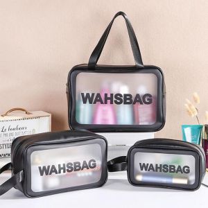 HOMEKING | Waterproof TPU Cosmetic Bag Makeup bag Transparent Storage Bath Bag Hand Printed Portable Wash Bag