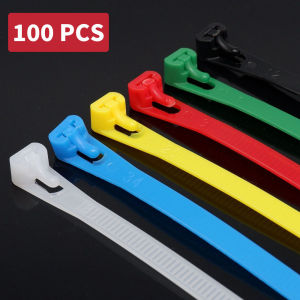 100 PCS Reusable Plastic Nylon Cable Ties Detachable Zipper Cable Ties Binding Straps Black White Red Yellow Green Garden Tie2026