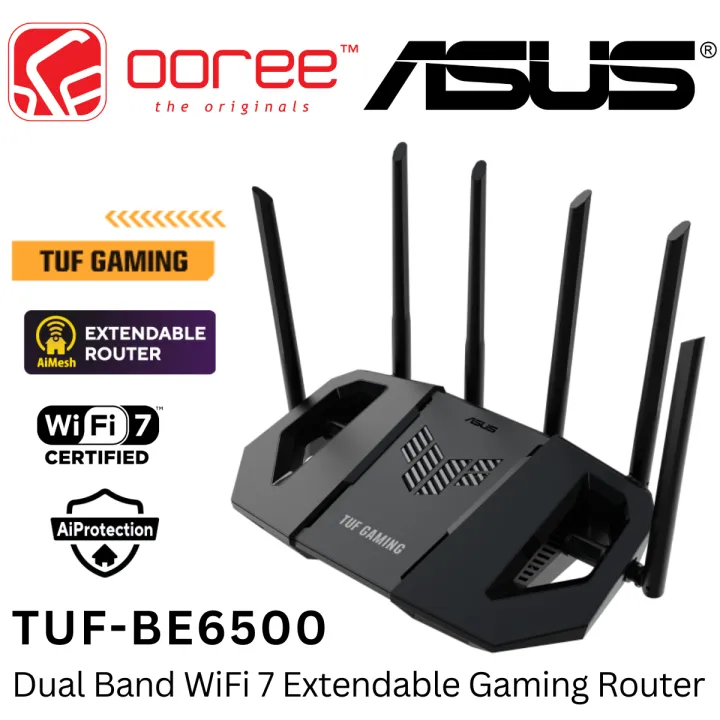 ASUS TUF GAMING TUF-BE6500 BE6500 / TUF-BE3600 BE3600 DUAL BAND WI-FI 7 EXTENDABLE GAMING ROUTER WITH AIMESH SUPPORT, AND AIPROTECTION PRO FOR NETWORK SECURITY