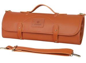 Portable Chef Knife Roll Bag Durable PU Leather Knife Storage Bag with 10 Slots for Travel & Kitchen