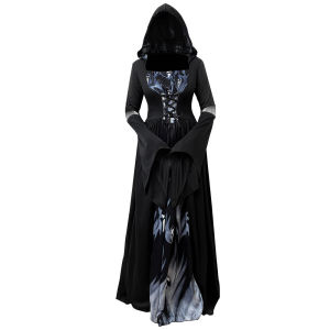 Witchs Clothing Role Play Witch Dress Halloween Stage Performance Costume Wide Hood Fashion Elements
