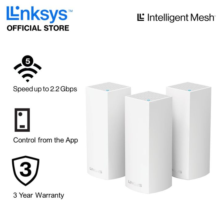 Linksys Velop WHW0303 AC6600 Tri-Band Mesh WiFi System (3-Pack), Mesh WiFi Router, Mesh Router