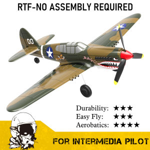 VOLANTEXRC RC Airplane P40 Fighter Warhawk 2.4GHz 4CH EPP 6-Axis Gyro 400mm Wingspan One Key U-Turn Aerobatic Kapal Terbang Mainan For Beginner RC Aircraft 761-13 PNP/RTF