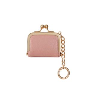 BESTWEST With Keychain Kiss Lock Coin Purse Multicolored Mini Leather Jewelry Bag Cute Solid Color Small Item Bag Woman Girl