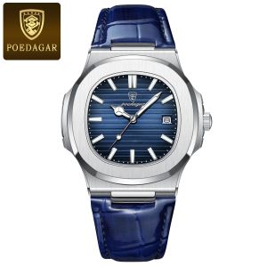POEDAGAR Watch for Mens Original High Fashion Nautilus Design with Waterproof Luminous Date Square Clock+Box