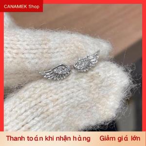 CS 3 4pcs Thiết lập sáng bóng đôi cánh thiên thần đinh tán tai phụ nữ cổ điển vài sáng tạo sang trọng tinh thể hình học cá tính chéo bông tai trang sức