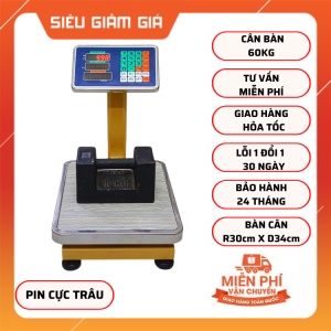 Cân bàn tính tiền điện tử 60kg/20g - khung cân được làm bằng sơn tĩnh điện bảo hành 12 tháng