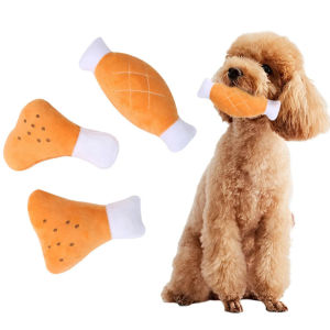 Pet Plush Toy Chicken Thigh Shape Relieve Boredom Interactive Squeaky Toy Dog Stuffed Toy Teeth Care Black Plush