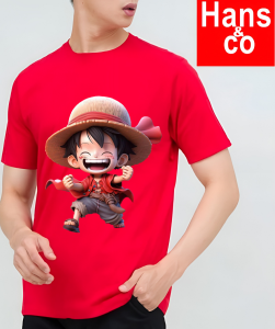 Kaos Pria Premium 3 Dimensi Tshirt 0blong Animasi Luffy Happy Katun 24s 100% H0102 By Hans & co