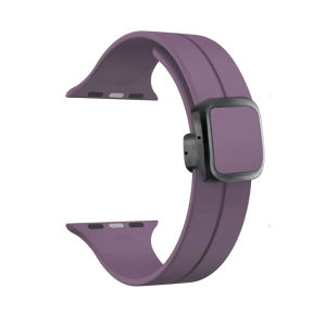 Magnetic Buckle Silicone Strap For Apple Watch Ultra 3 2 Band 11 49mm 46mm 44mm 45mm 40mm 41mm 42mm 38mm Foldable Clasp Bracelet for iWatch Series 11 10 9 8 7 6 5 4 SE3