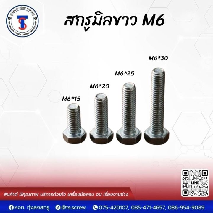 สกรูมิลขาว M6 | Lazada.co.th