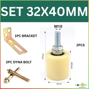 Steel Flat Nylon Roller Sliding Door Bearing Guiding Wheel Heavy Duty Gate Replacement Track Bracket 1Set Fixed Pulley