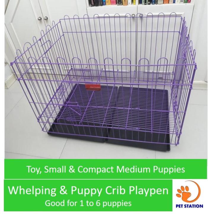 Dog Cage Crate Puppy Whelping Crib Playpen PURPLE/BLACK