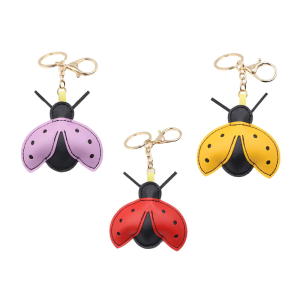 Multi Purpose Ladybeetle Keychain Faux Leather Decorative Clip For Keys Purses Cars