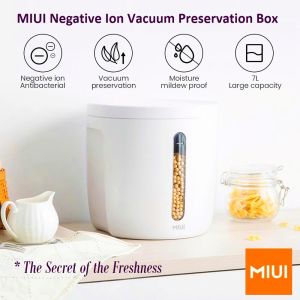 Thùng Bảo Quản Gạo Ngũ Cốc Chân Không 7L MIUI Anion Vacuum Box Pin 60 Ngày Tạo Chân Không + Ion Âm Kháng Khuẩn Bảo Quản Thực Phẩm Màu Sắc Sang Trọng Tinh Tế