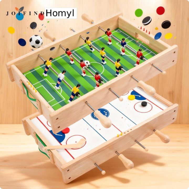Homyl 2-in-1 Table Football Game Double Player Wooden Foosball Table Interactive Wooden Soccer Game Family Fun for Children, Indoor, Playroom
