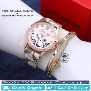 Jam Tangan Kulit Wanita Coach Super Roregold Model Terbaru / Gratis Gelang Cantik Dan Baterai Cadangan